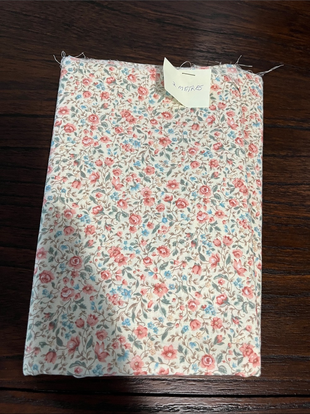 Source Unknown Pink Blue Floral Cotton Fabric Panel